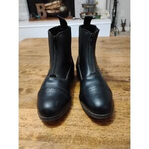 Equistar All-Weather Paddock Footwear Size 8.5 Black Leather Zip Up Ankle Boots